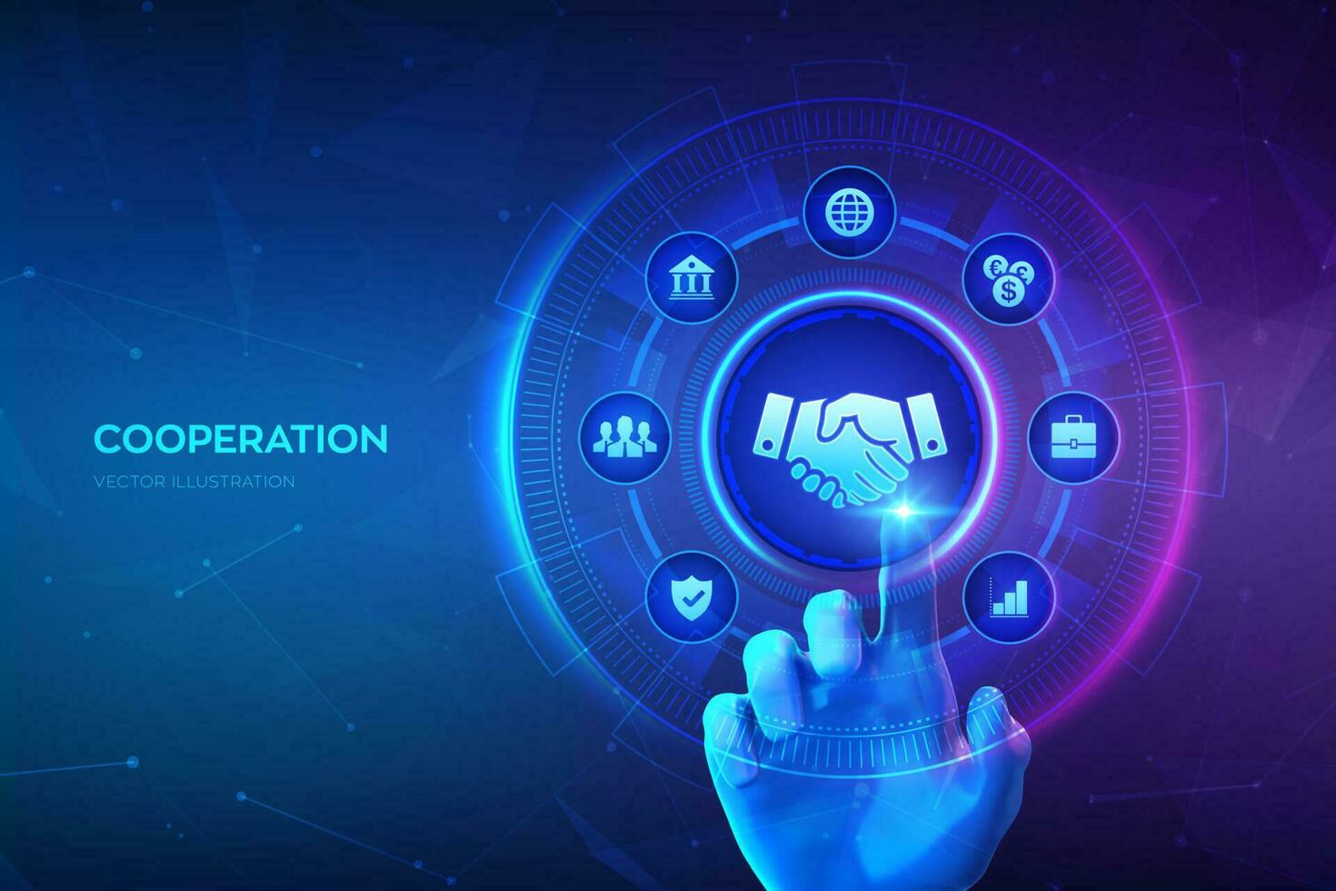Cooperation, Partnership technology concept on virtual screen. Business