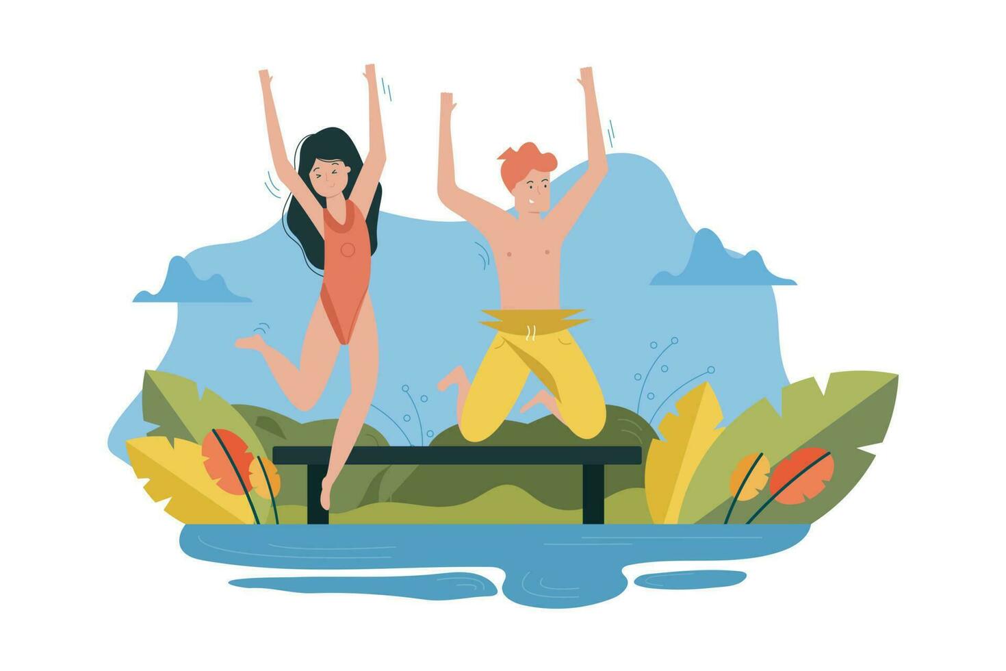 Couple, love, holiday, summer, recreation, fun concept vector