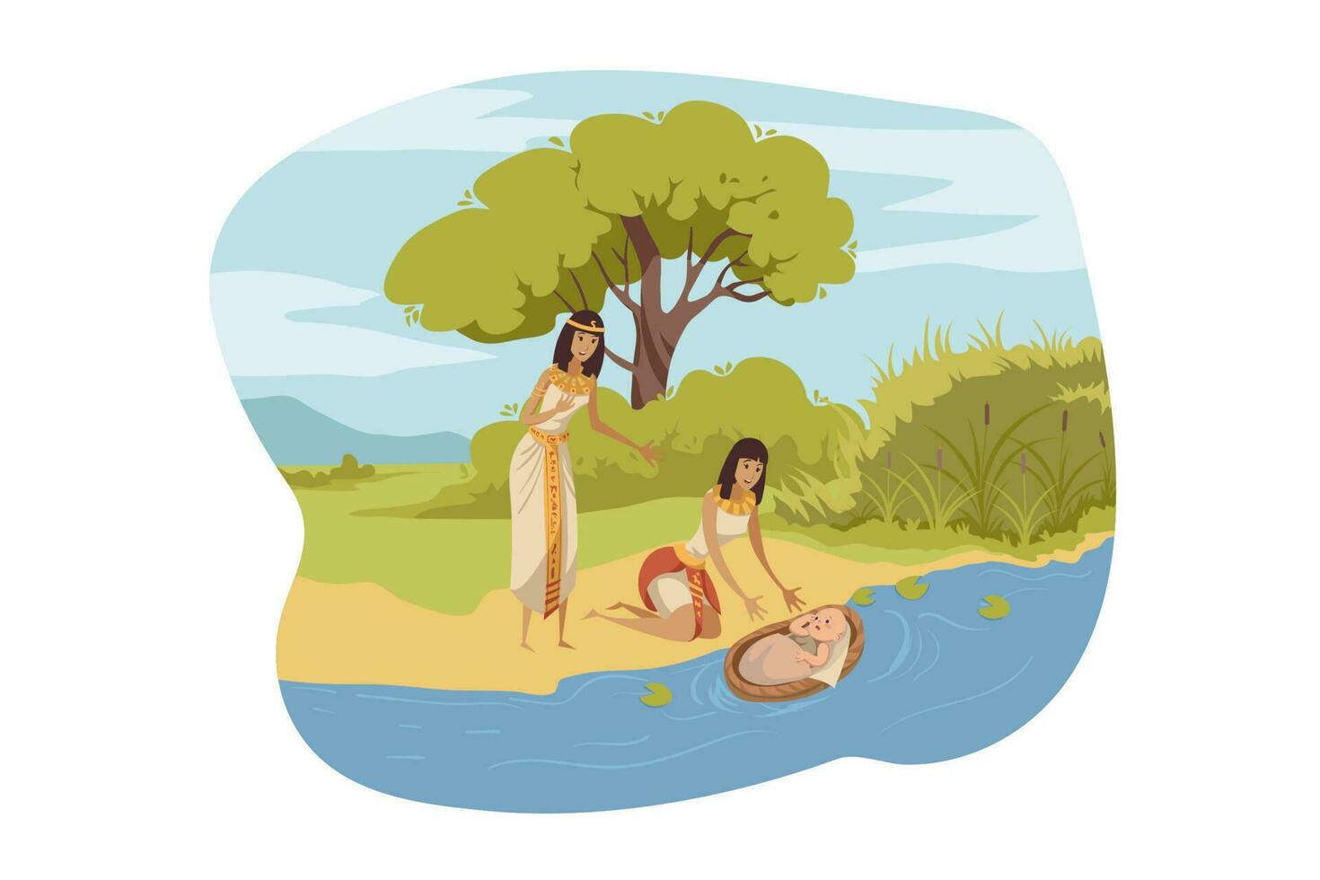 Egyptians find Moses, Bible concept vector