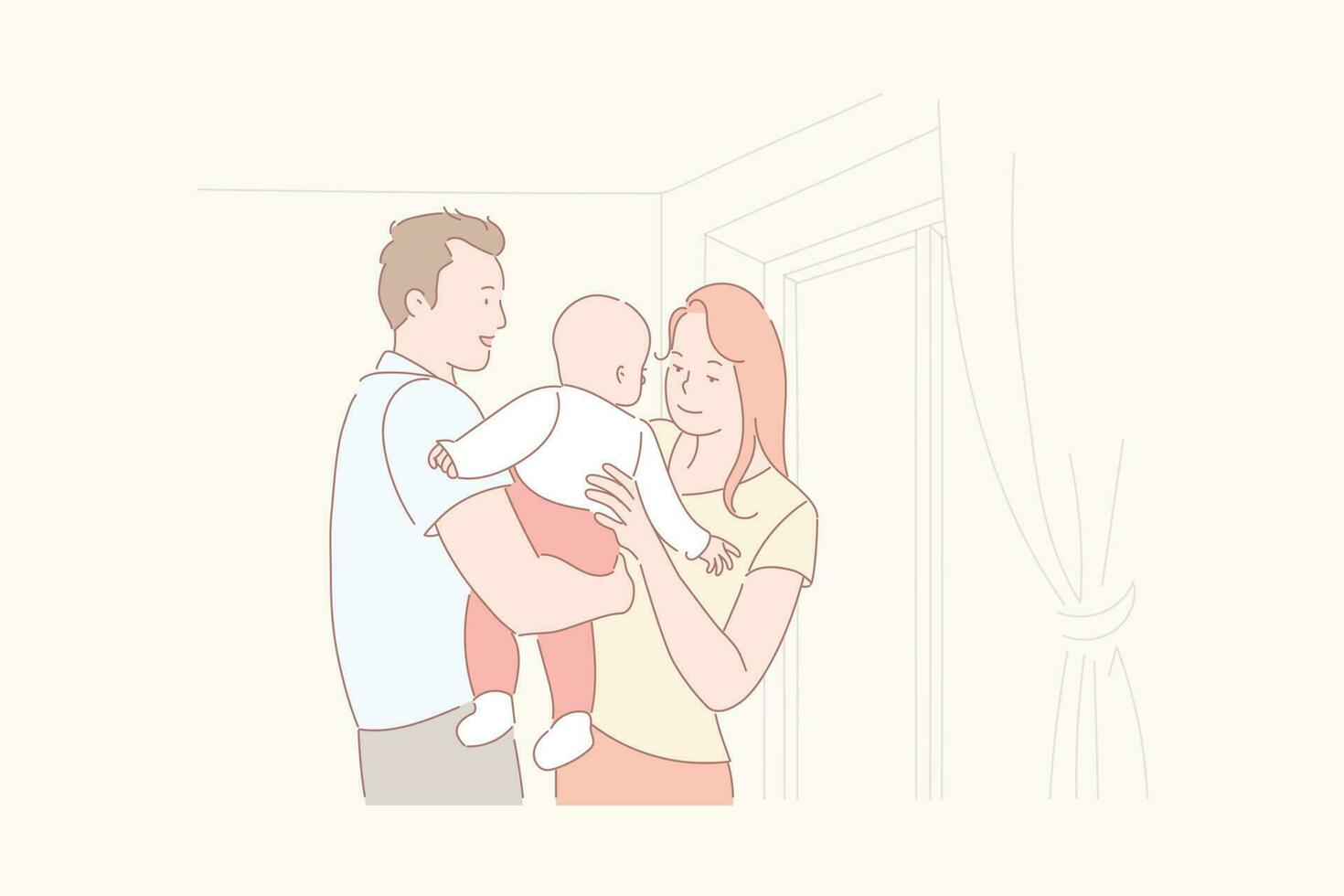 Family life, parenthood, baby care concept vector