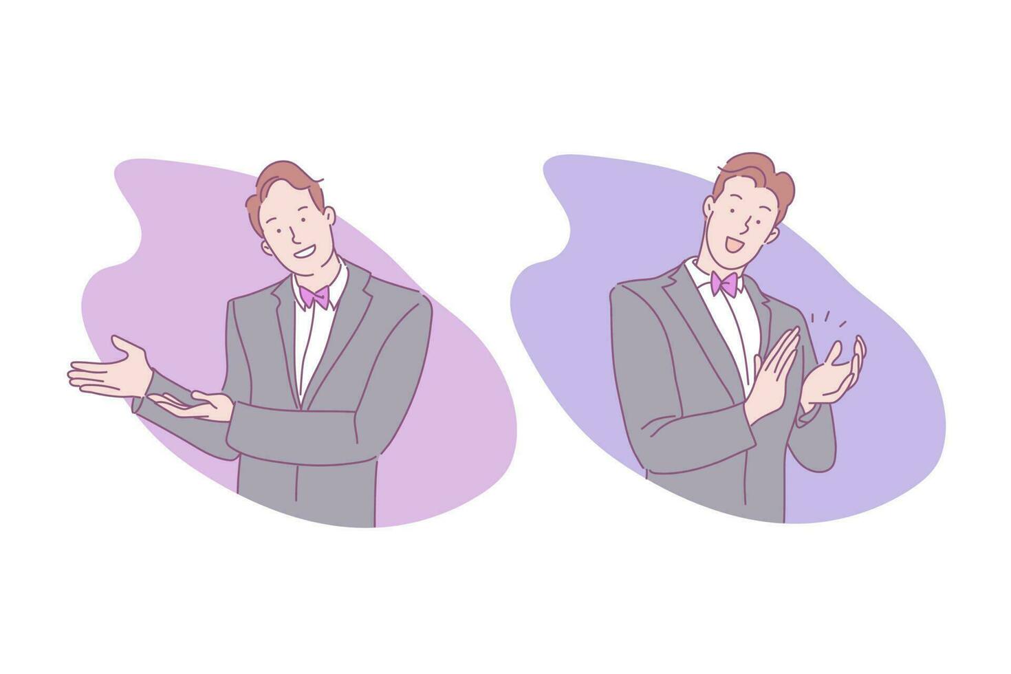 Sign language, invitation to enter, applause, handclap, cheering concept vector