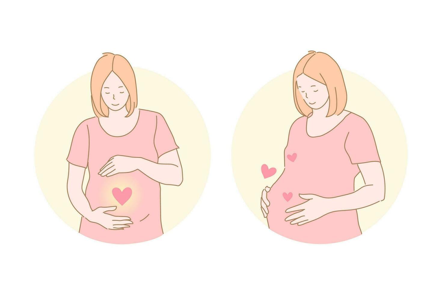 Motherhood, love, pregnancy, birth, care, set vector