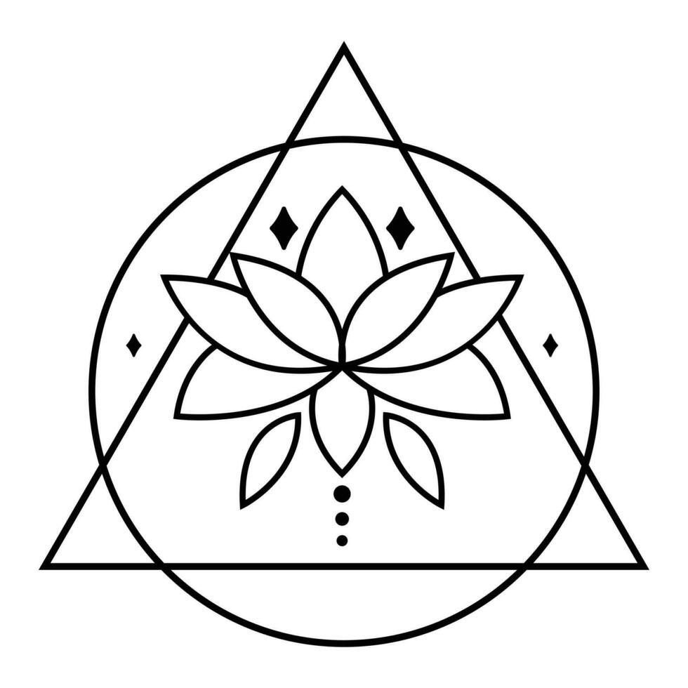 Sacred geometry and lotus flower vector icon design. Esoteric flat icon.