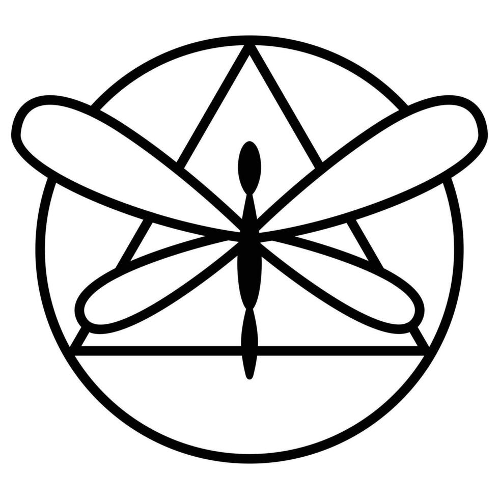Sacred geometry and dragonfly vector icon design. Esoteric flat icon.