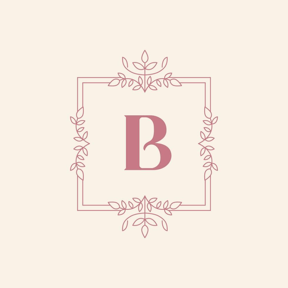 letra si floral logo emblema. elegante cuadrado marco. vector