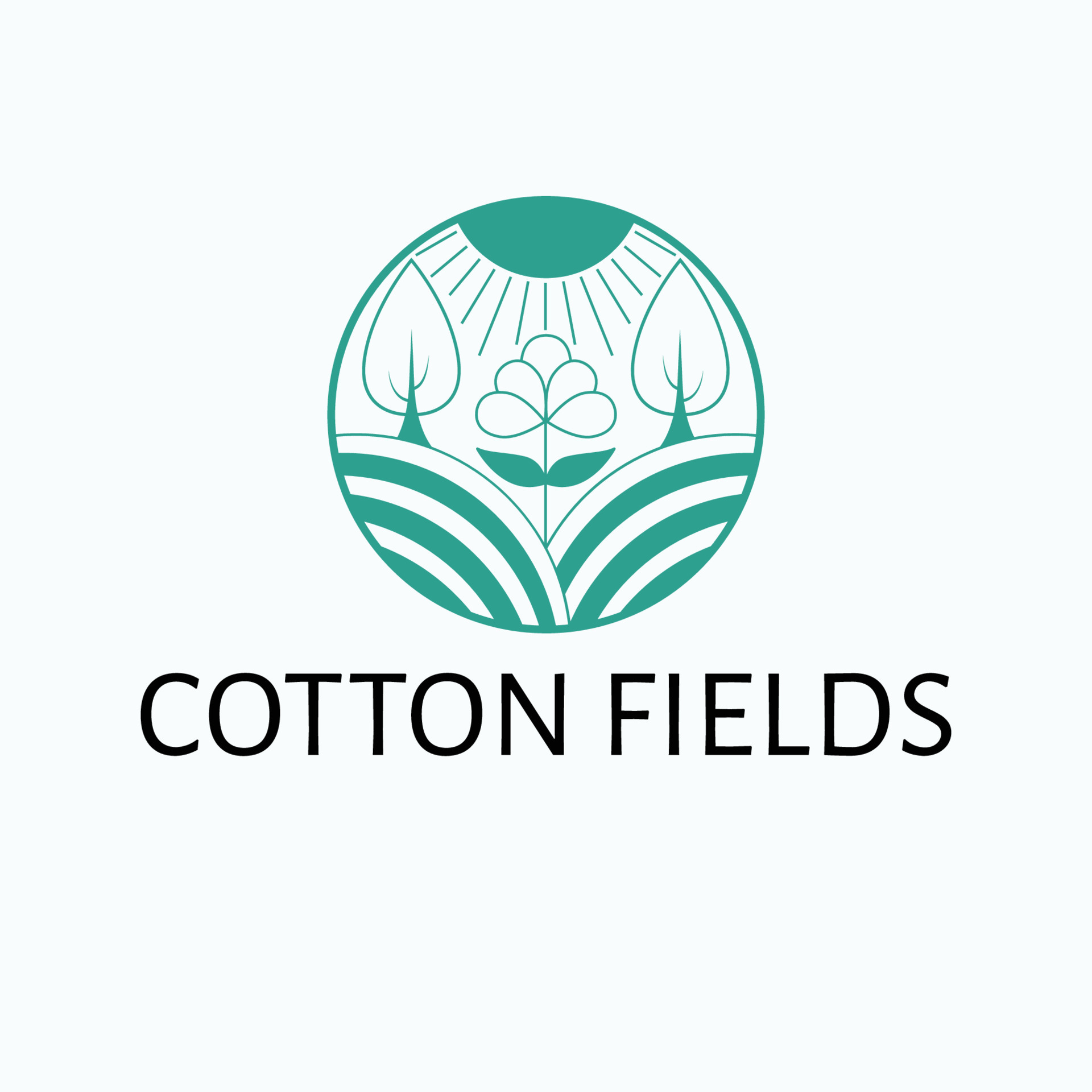 Cotton fields vector logo design. Field and trees emblem design. Eco