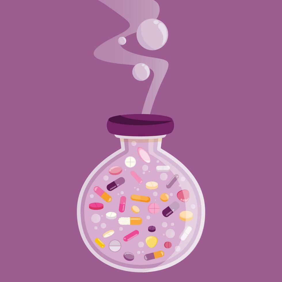 Take your medicine bottle full of pills background vector graphic