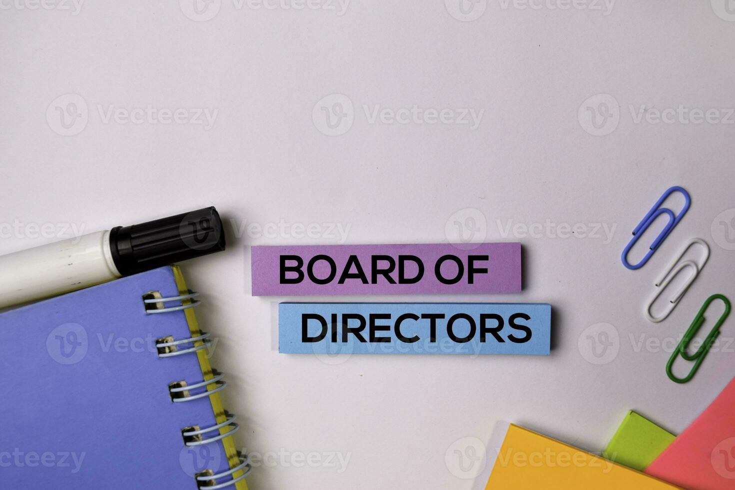 Board of Directors on sticky notes isolated on white background. photo