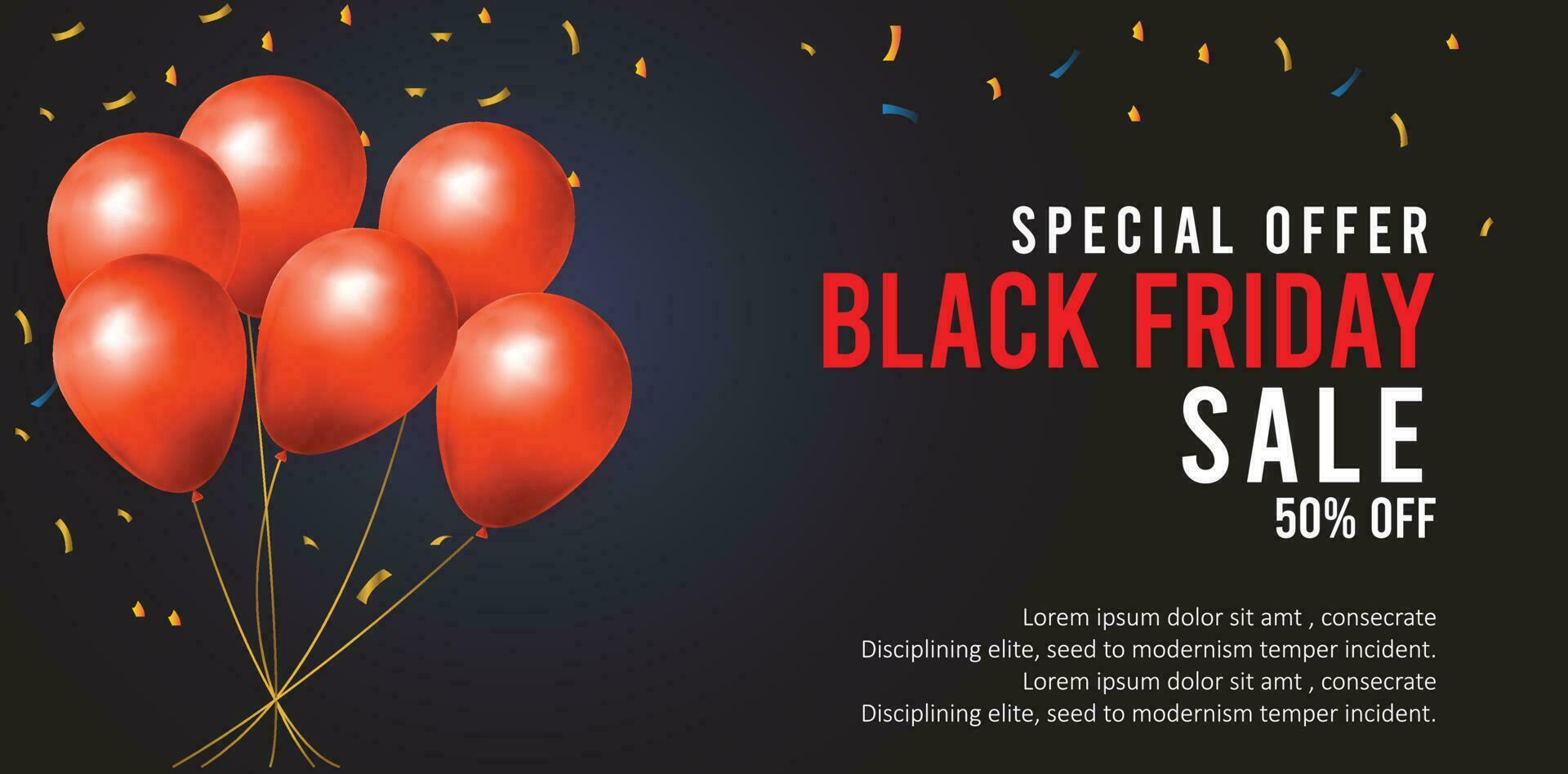 Black Friday sale banner with gift box vector