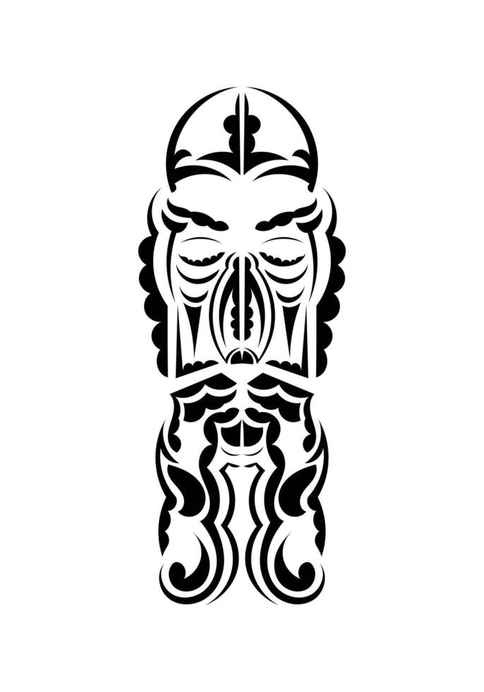 Face in the style of ancient tribes. Tattoo patterns. Flat style. Vector illustration.