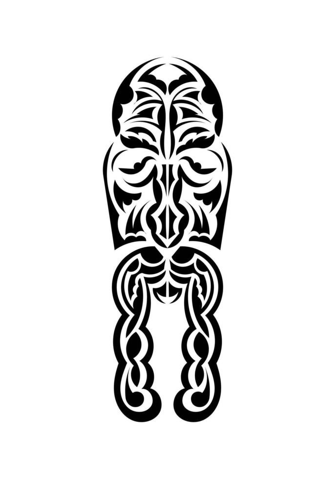 Face in the style of ancient tribes. Black tattoo patterns. Isolated on white background. illustration. vector