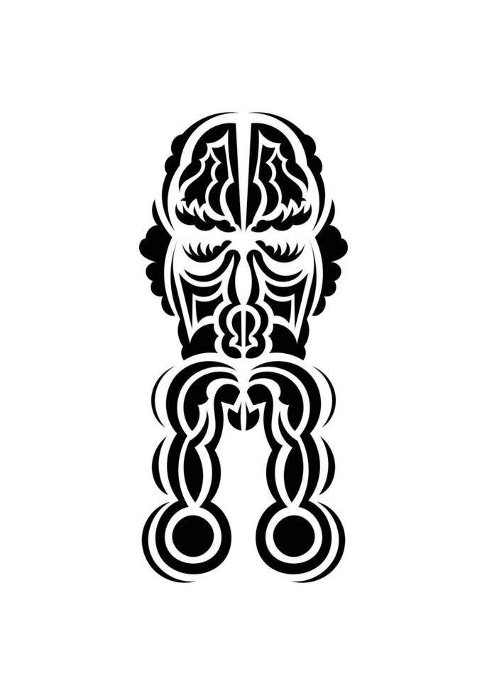 Mask in traditional tribal style. Ready tattoo template. Isolated on white background. Vector illustration.