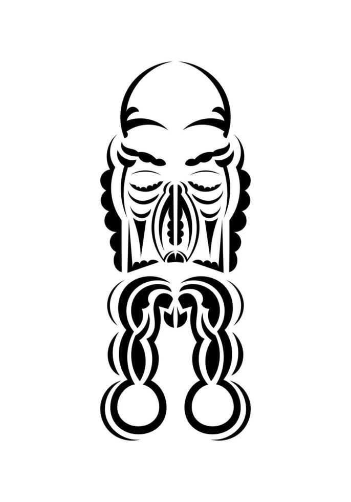 Polynesian style face. Tattoo patterns. Isolated on white background. Vetcor. vector