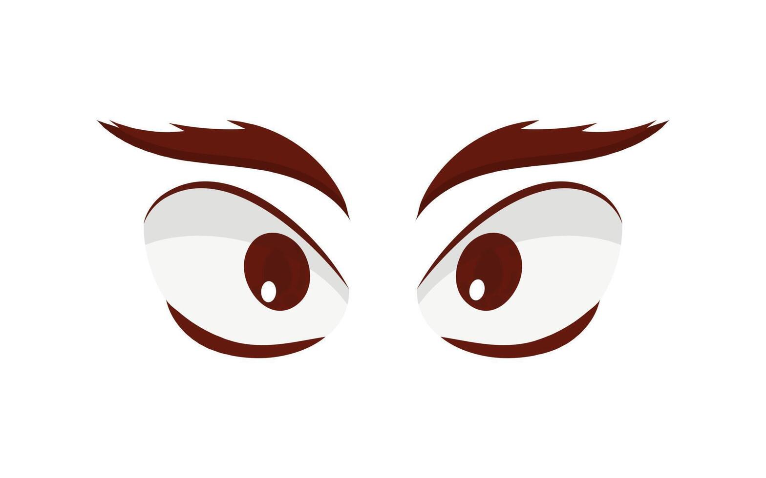 Cartoon eyes and eyebrows with lashes. Isolated vector illustration.
