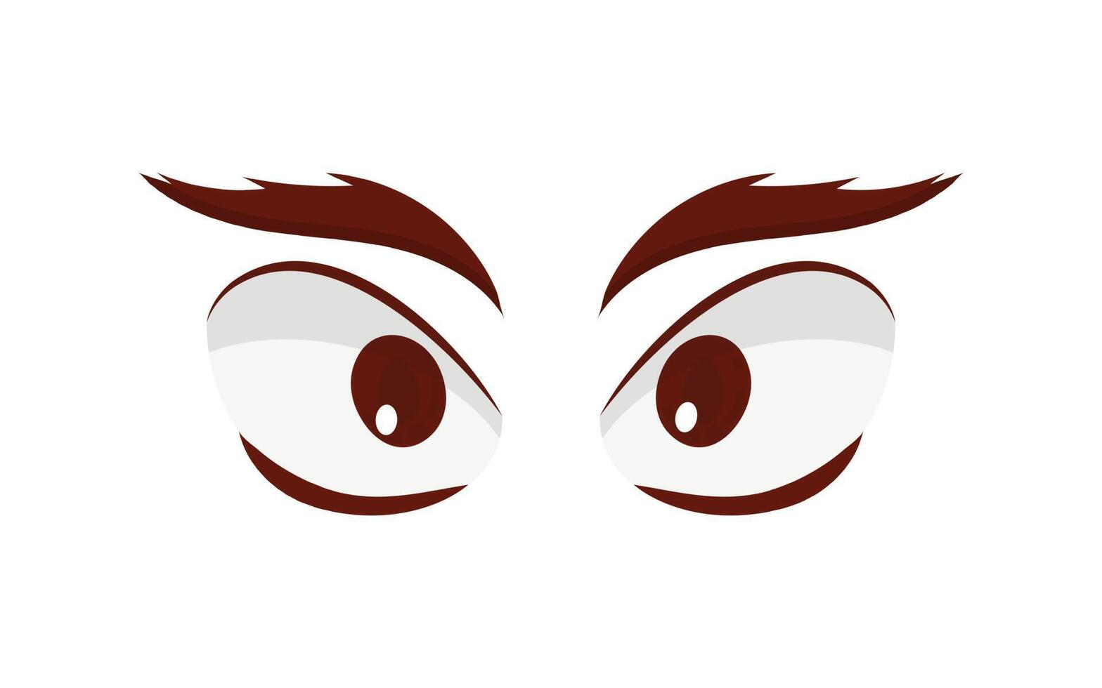 Cartoon eyes and eyebrows with lashes. Isolated vector illustration.