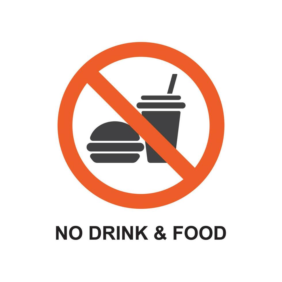 No food and drink allowed symbol isolated, Prohibition sign. vector