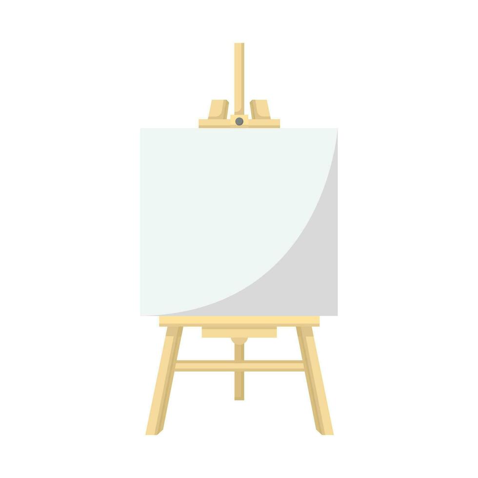 Wooden Easel with Blank Canvas Flat Illustration. Clean Icon Design Element on Isolated White Background vector