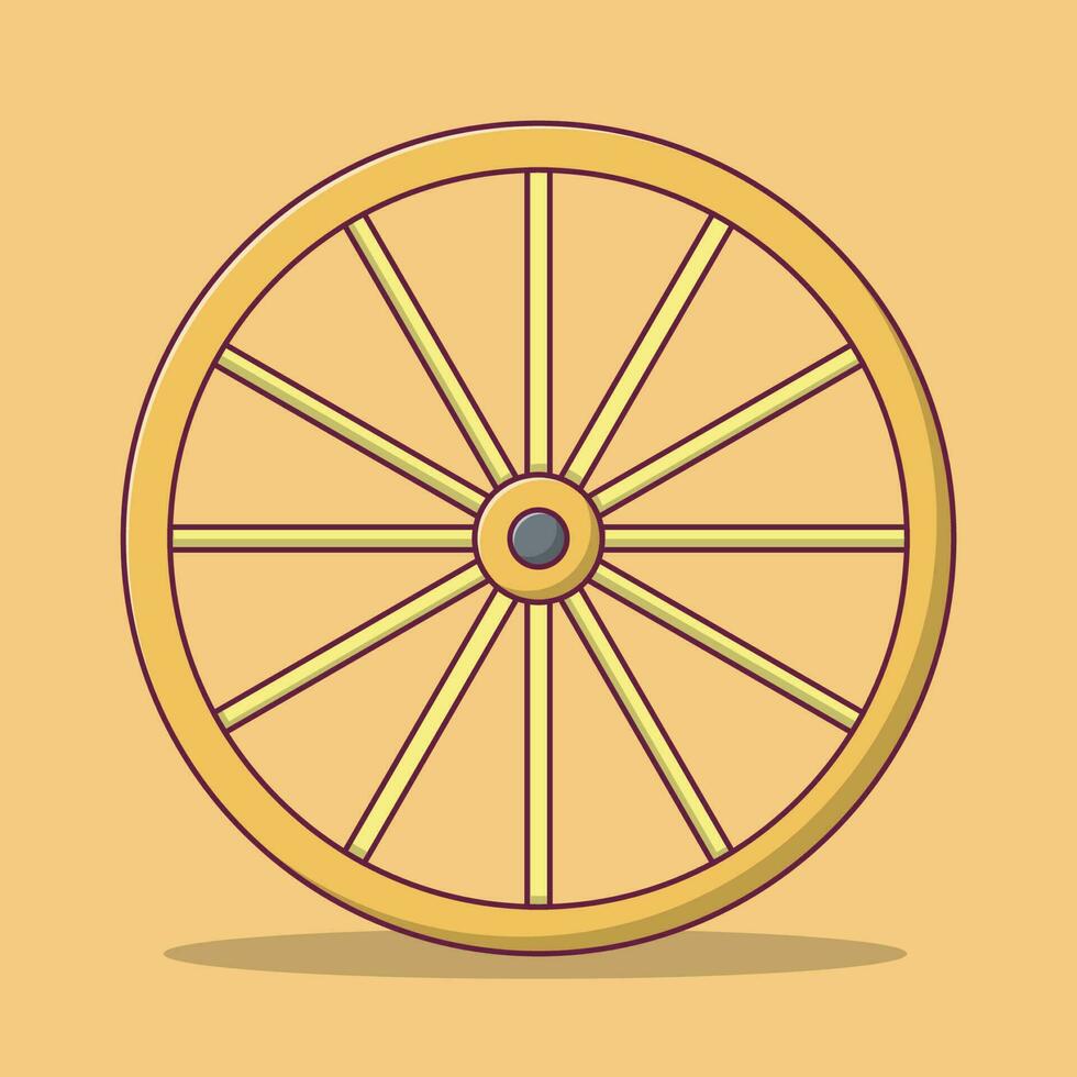 Wood Tire Vector Icon Illustration with Outline for Design Element, Clip Art, Web, Landing page, Sticker, Banner. Flat Cartoon Style