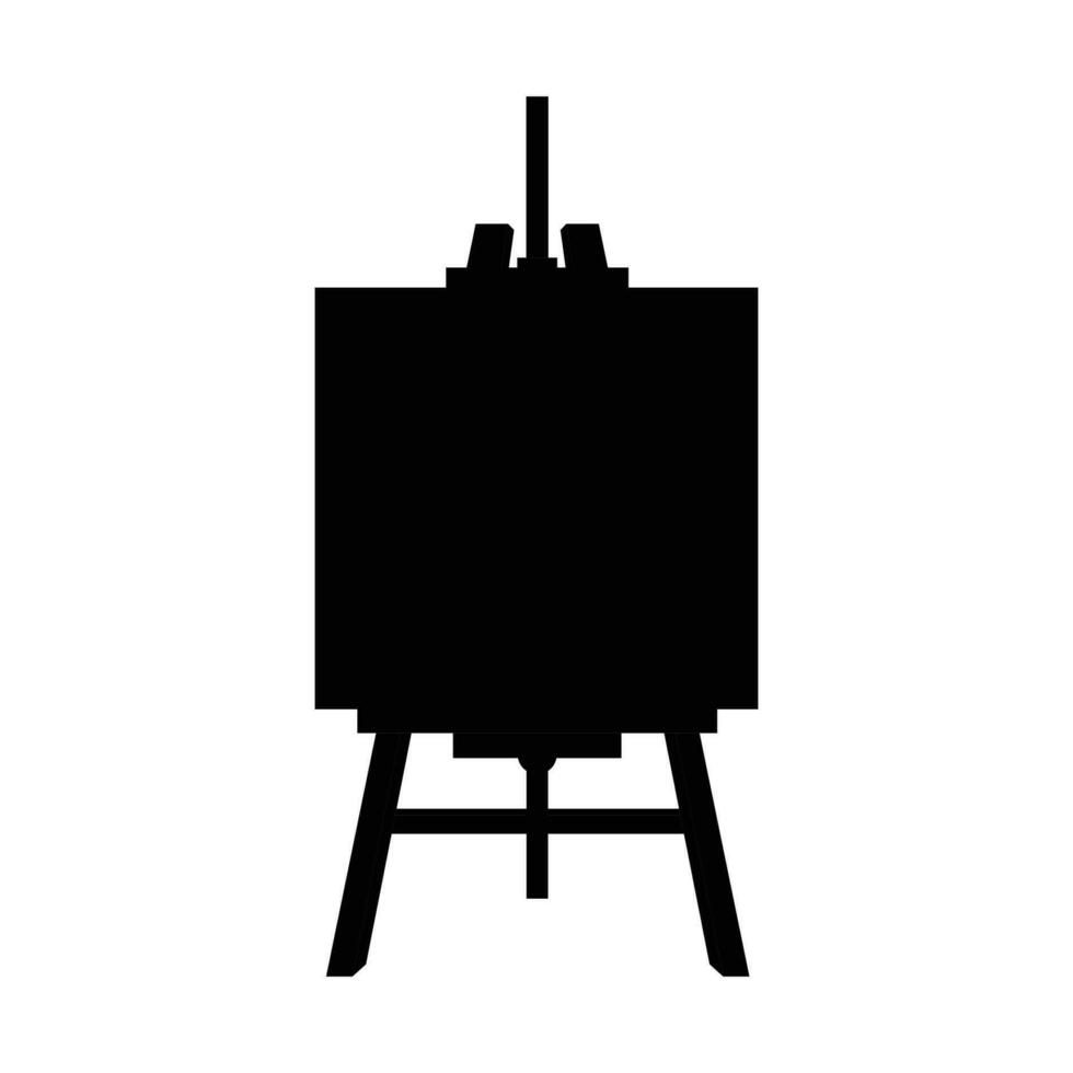 Wooden Easel with Blank Canvas Silhouette. Black and White Icon Design Elements on Isolated White Background vector