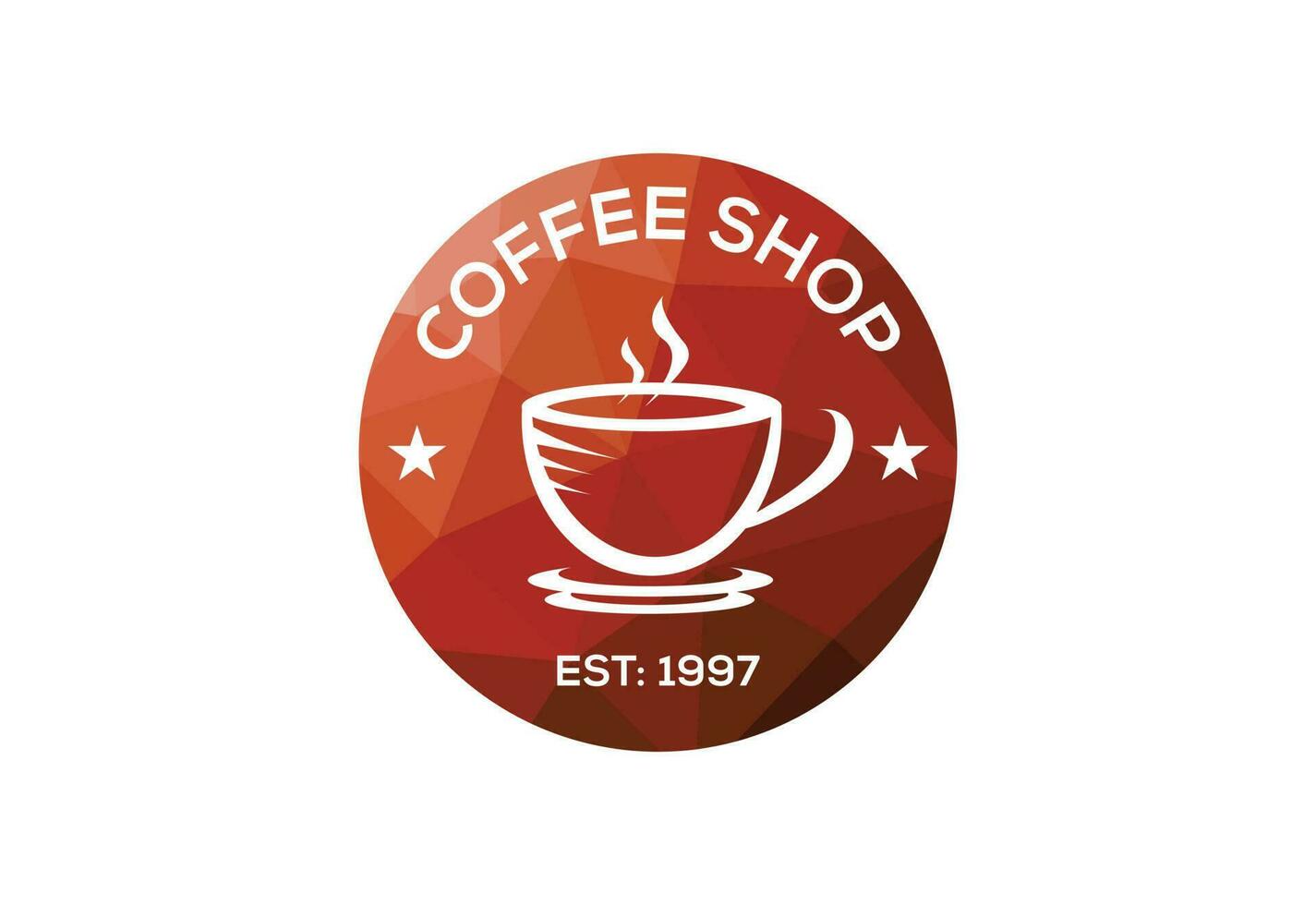 Low Poly and Coffee shop, restaurant logo design Vector design concept  cafe, logoty