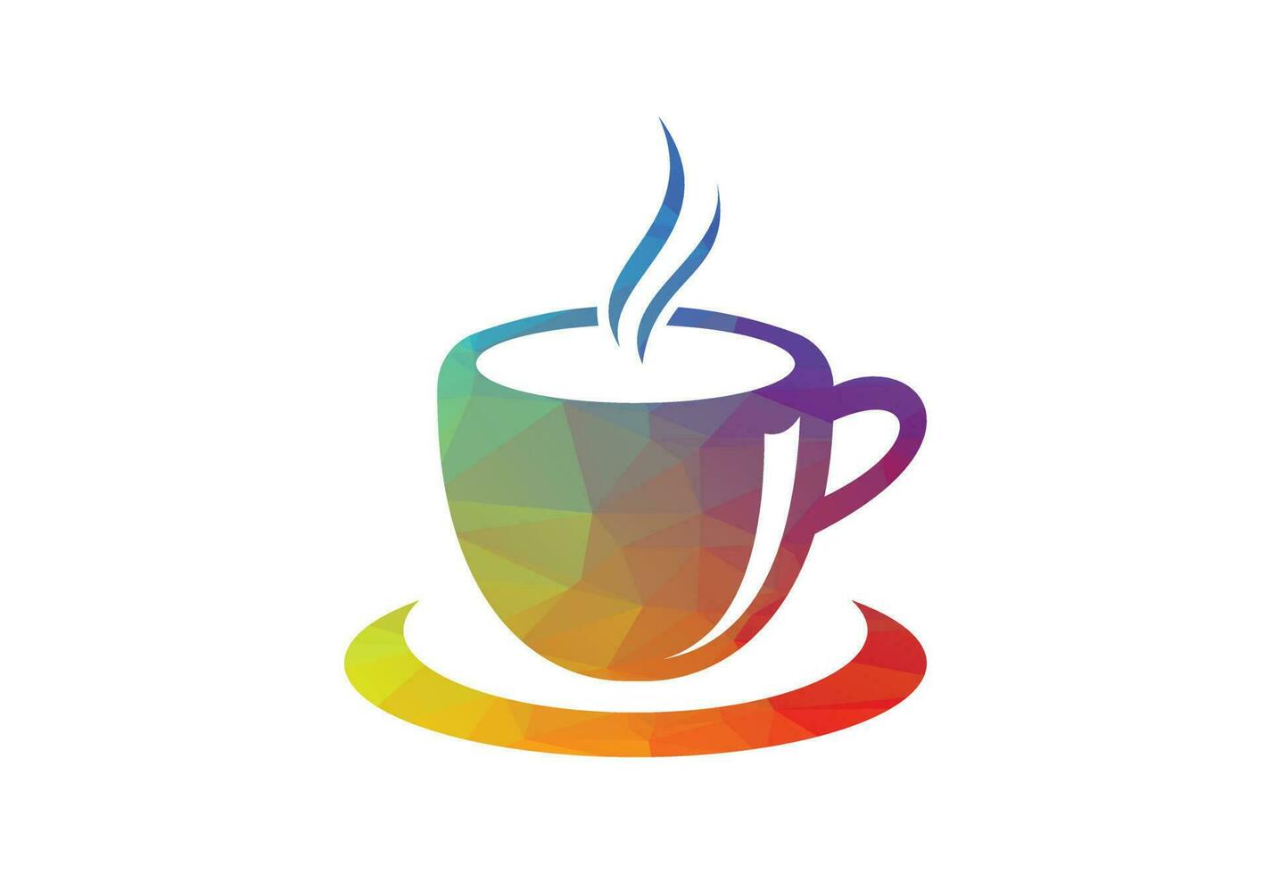 Low Poly and Coffee shop, restaurant logo design Vector design concept  cafe, logoty