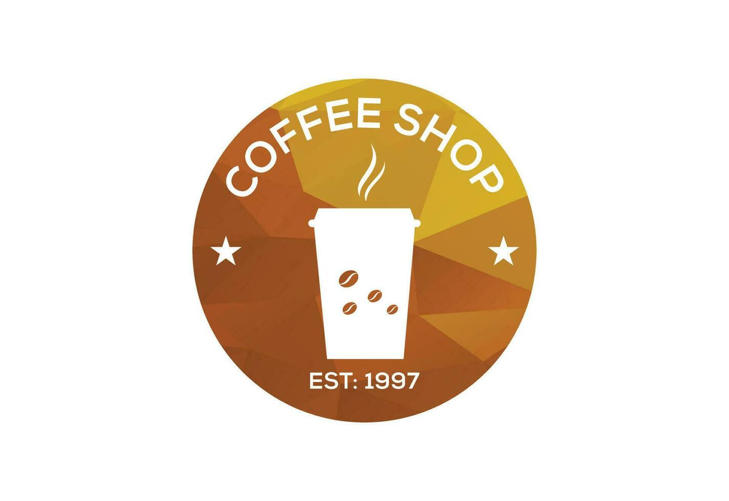 Low Poly and Coffee shop, restaurant logo design Vector design concept  cafe, logoty