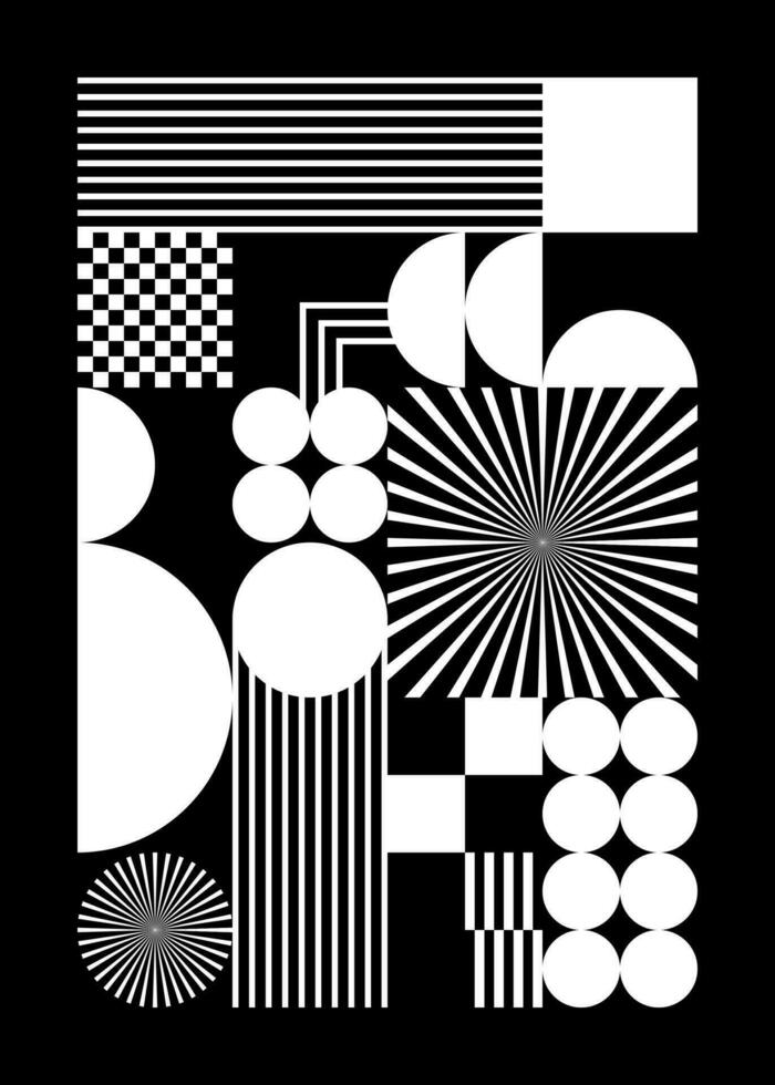 Black and white abstract geometric poster vector