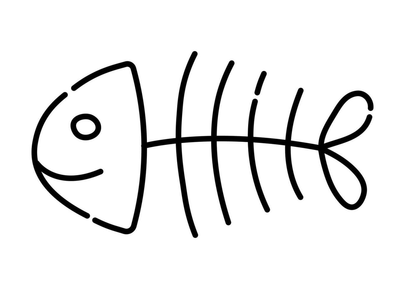 Eaten fish black and white vector line icon