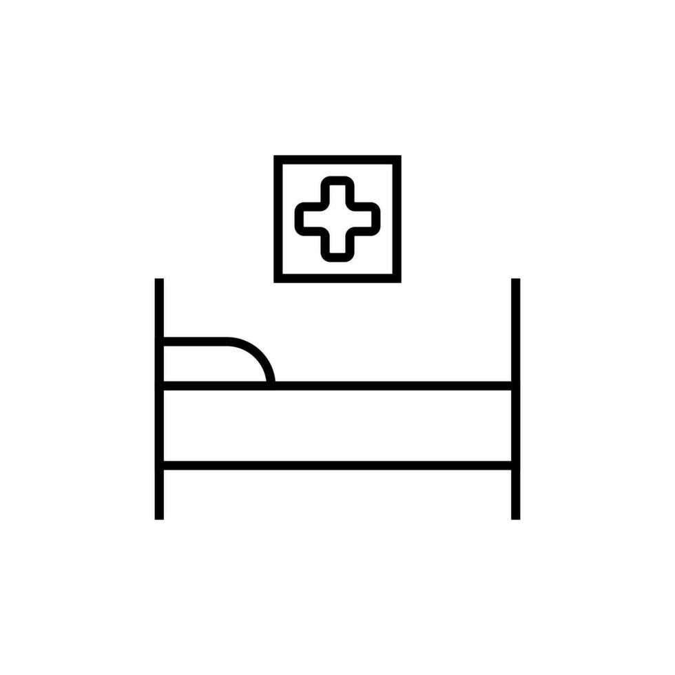 Medical Cross in Frame over Bed. Editable stroke. Suitable for various type of design, banners, infographics, stores, shops, web sites vector