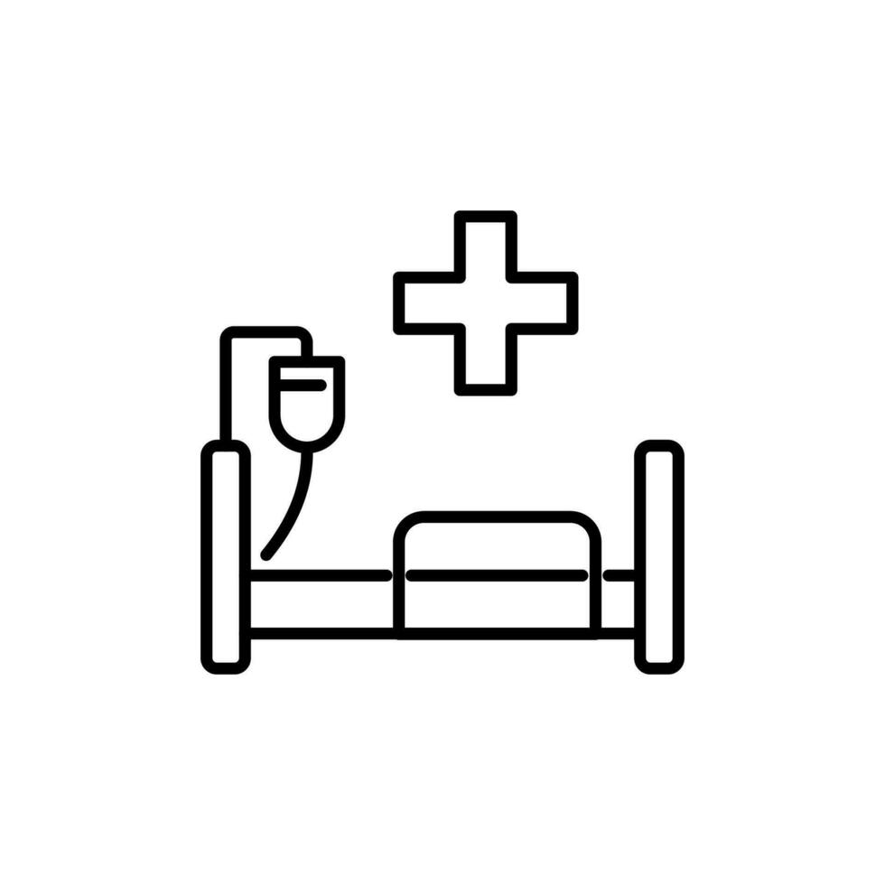 médico cruzar terminado cama con cuentagotas. editable ataque. adecuado para varios tipo de diseño, pancartas, infografía, historias, tiendas, web sitios vector