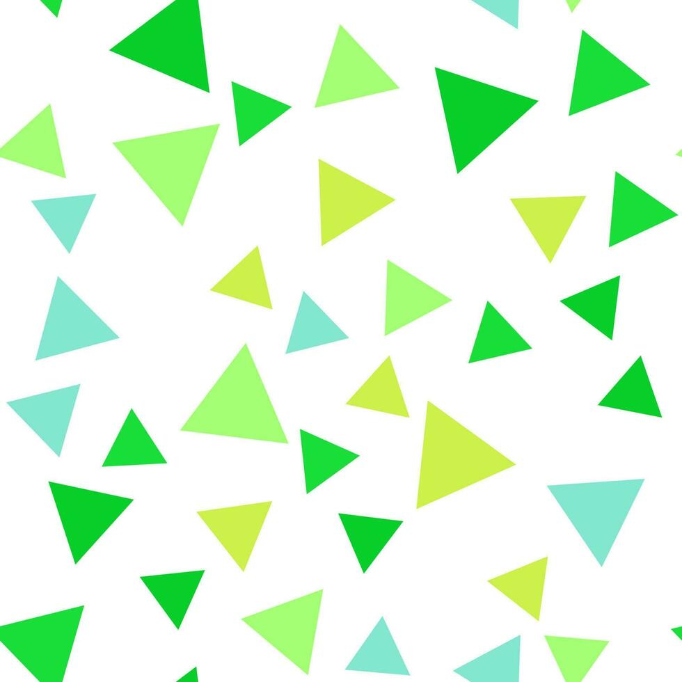 Geometric seamless pattern of green, yellow, turquoise triangles for textile, paper and other surfaces vector