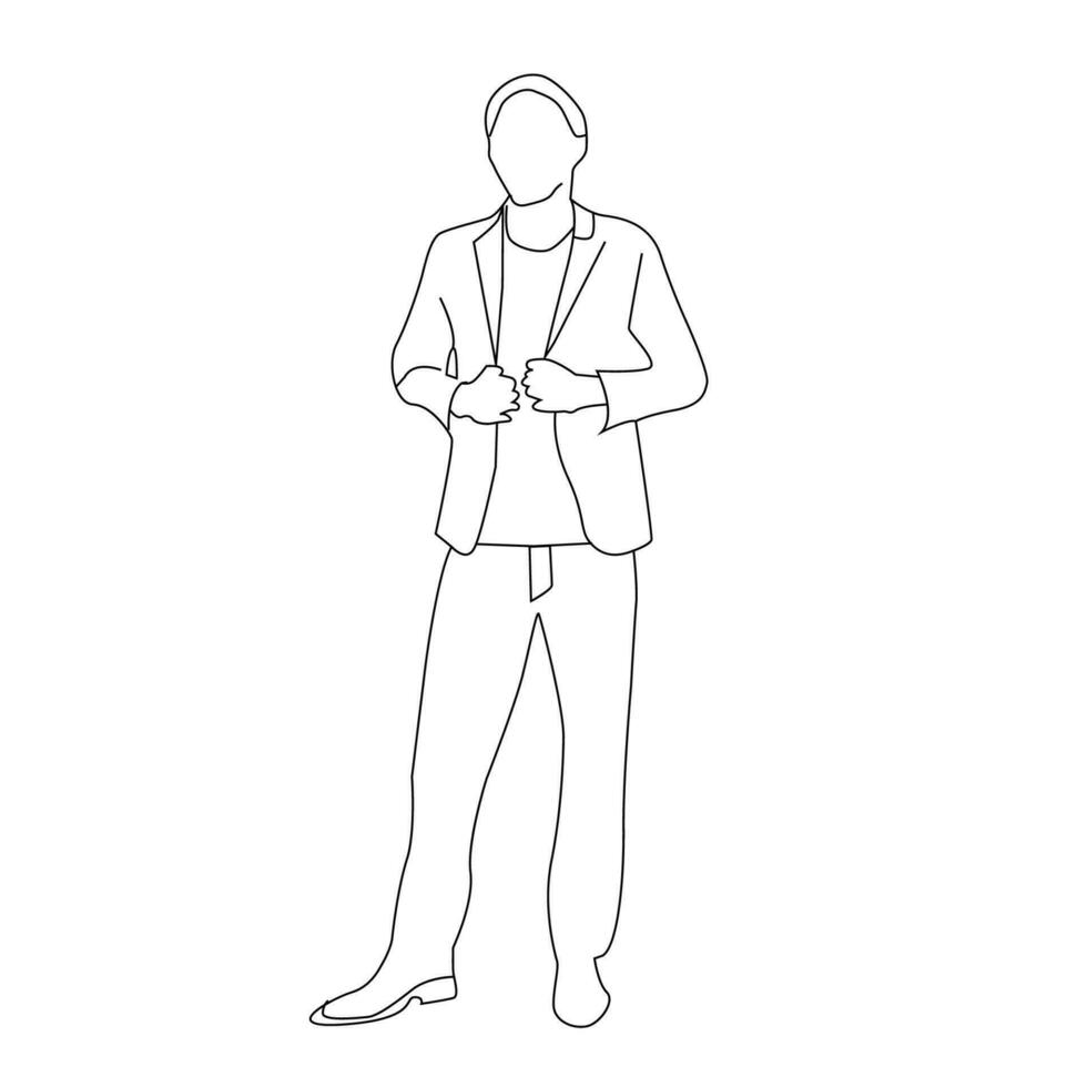 Stylish man line art vector illustration