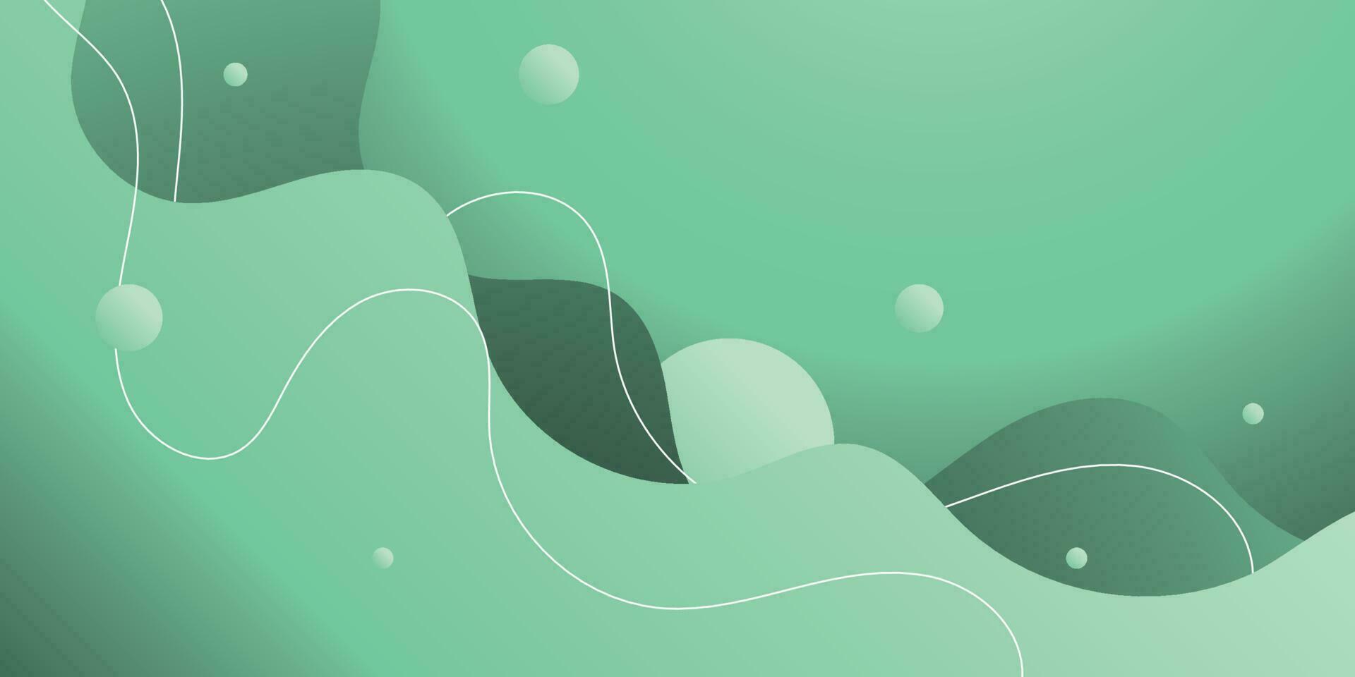 Simple background with liquid ornament and gradient green vector