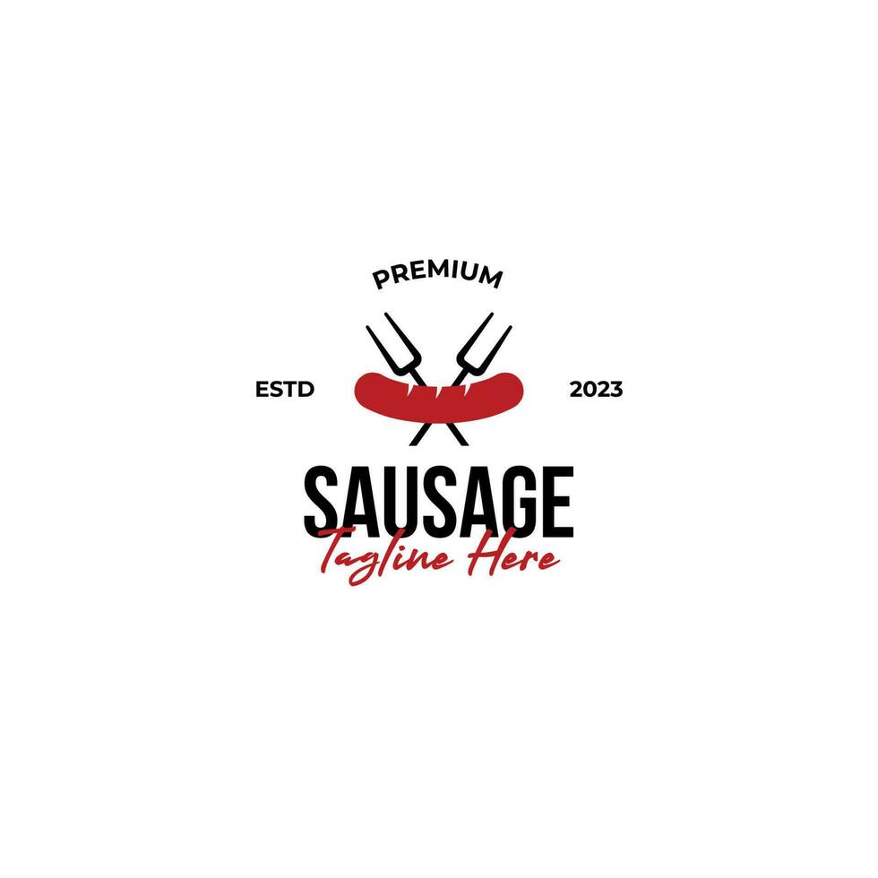 Creative sausage with fire flame grill toast roast logo design illustration idea vector