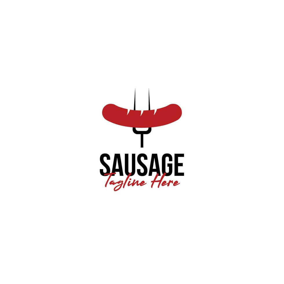 Creative sausage with fire flame grill toast roast logo design illustration idea vector