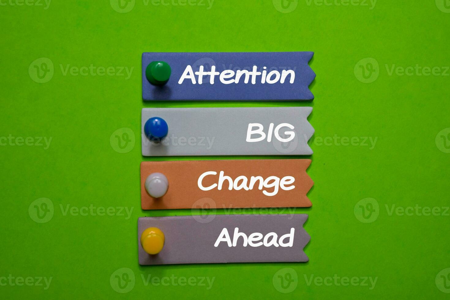 Attention Big Change Ahead write on sticky note isolated on Office Desk. photo