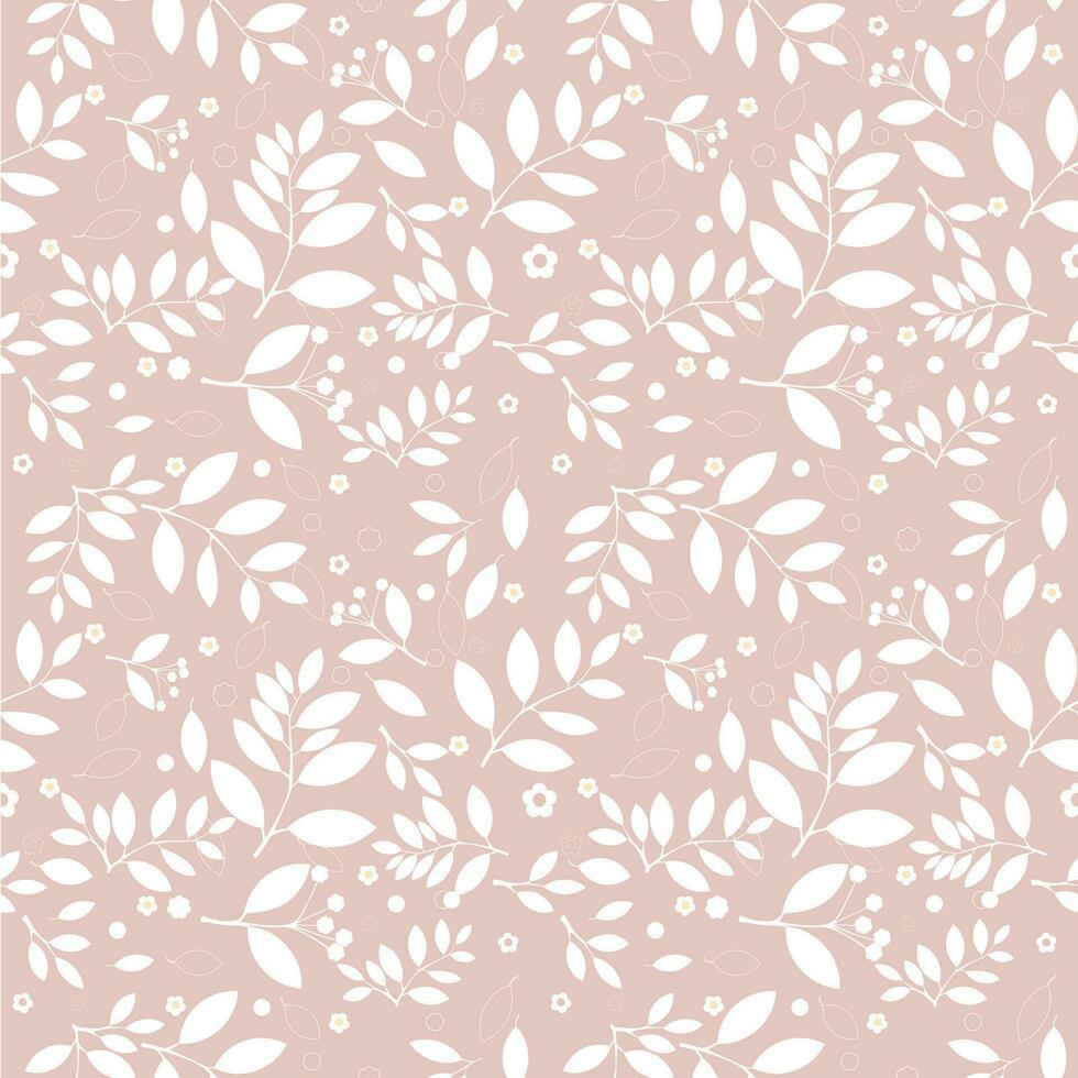 vector background seamless pattern of leaves and flowers on beige background.idea for a book cover design.gift wrapping paper or paper for product design.vector illustration.silhouette style.