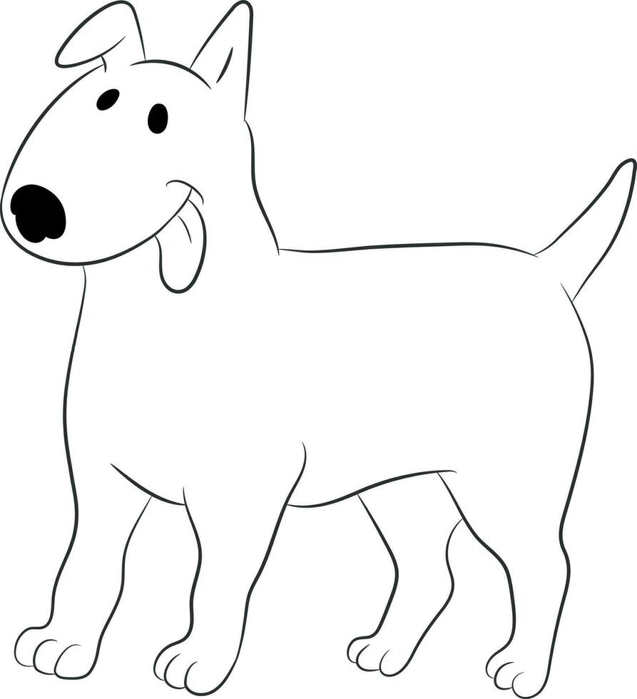 Cute cartoon dog bull terrier isolated on white background. Hand drawn vector art