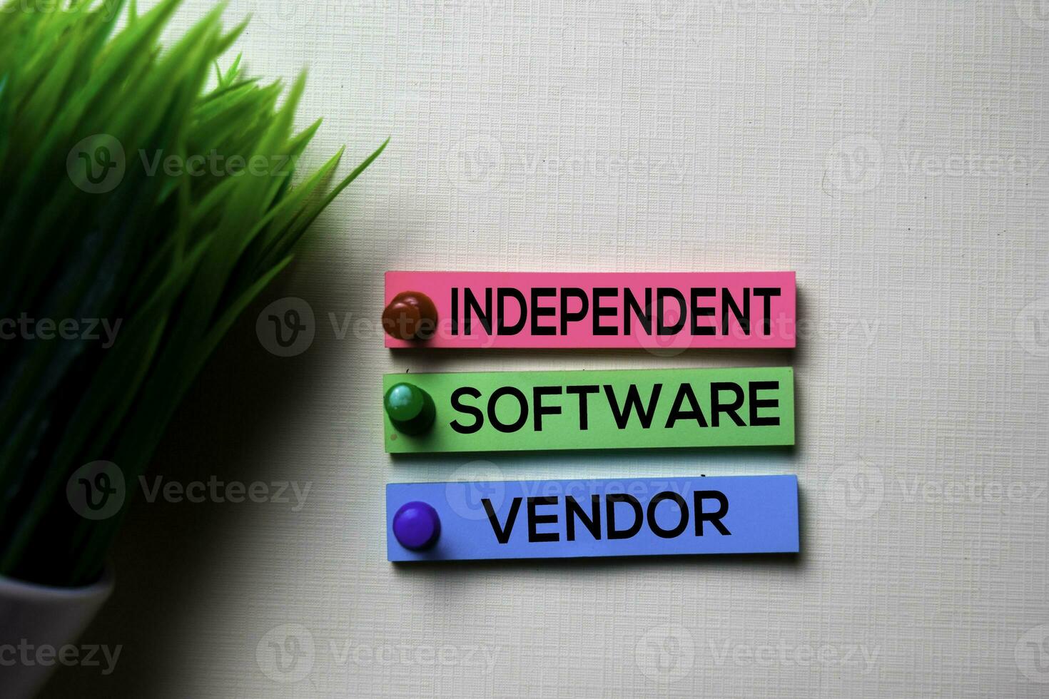 Indipendent Software Vendor - ISV text on sticky notes isolated on office desk photo
