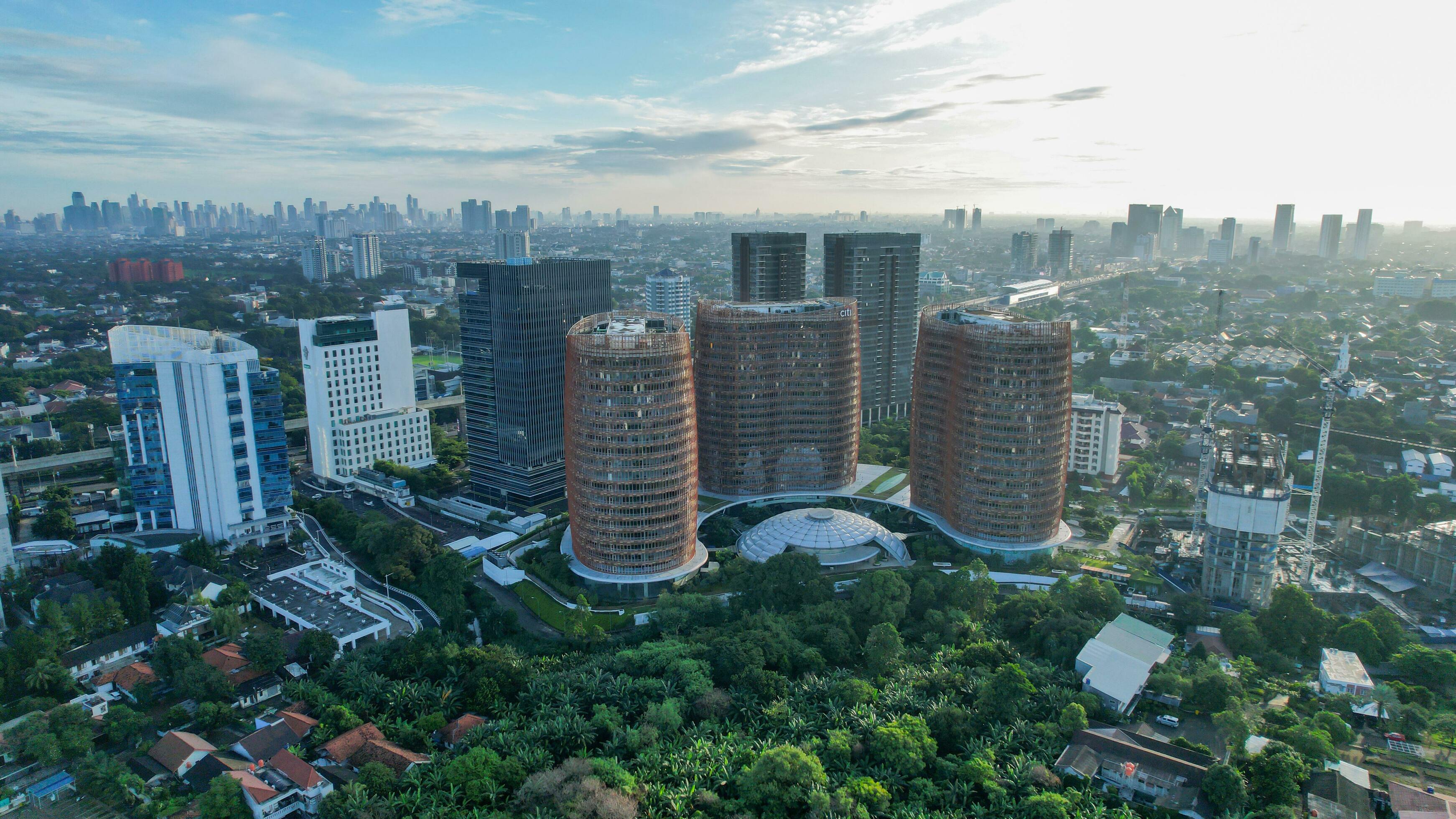 Aerial View of Iconic South Quarter Dome Building in Jakarta. Jakarta