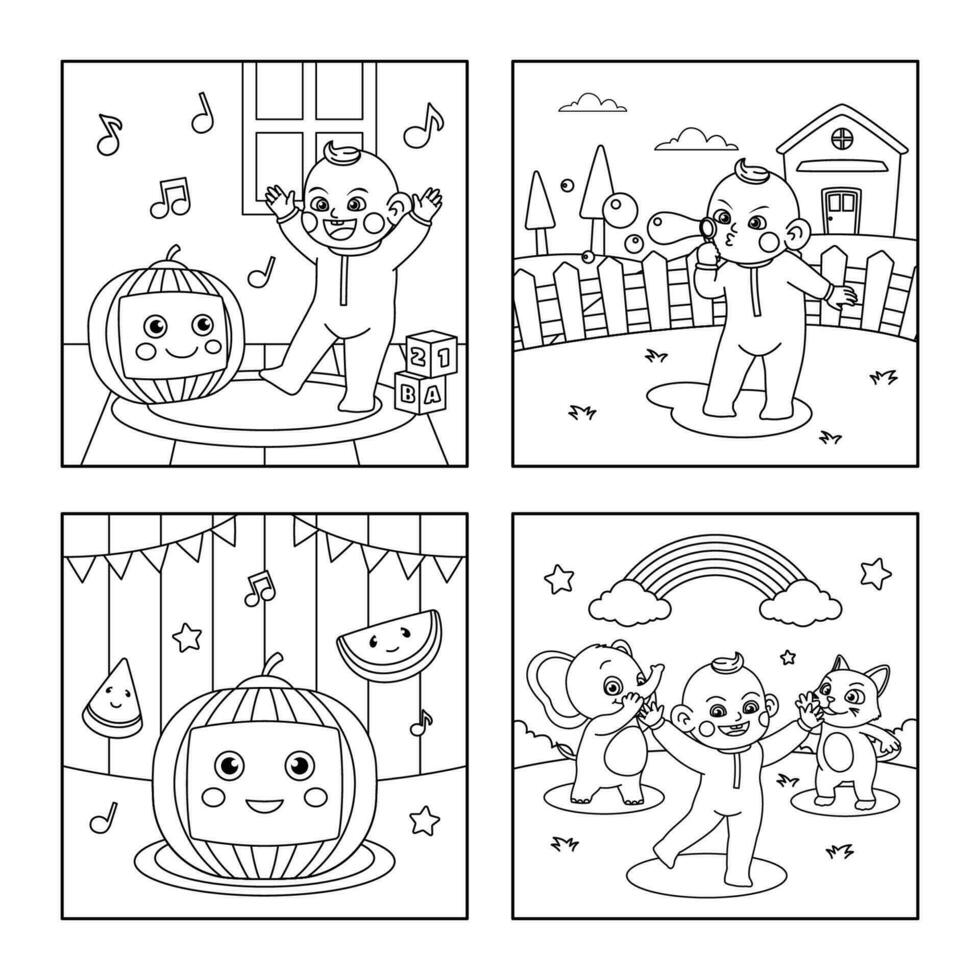 Cute Baby Coloring Pages vector