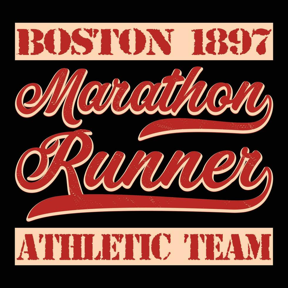 bostón 1897 maratón corredor atlético equipo camiseta diseño vector