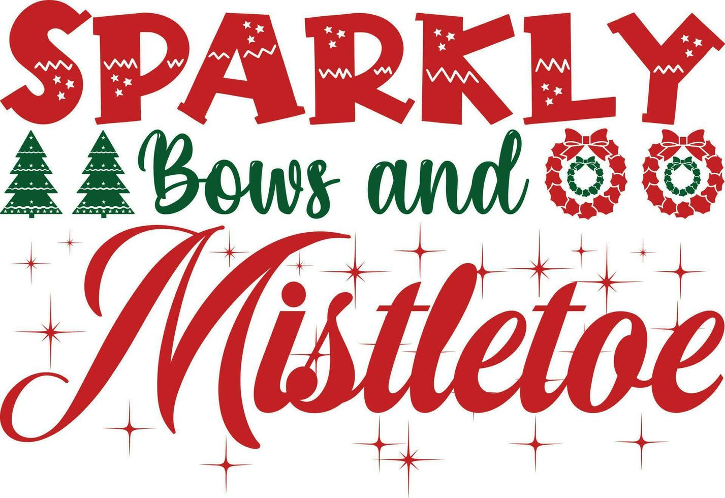 Sparkly Bows and Mistletoe T-shirt Design vector