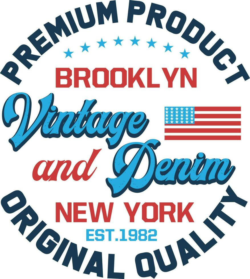 prima producto brooklyn Clásico mezclilla nuevo York mil novecientos ochenta y dos original camiseta de calidad diseño vector