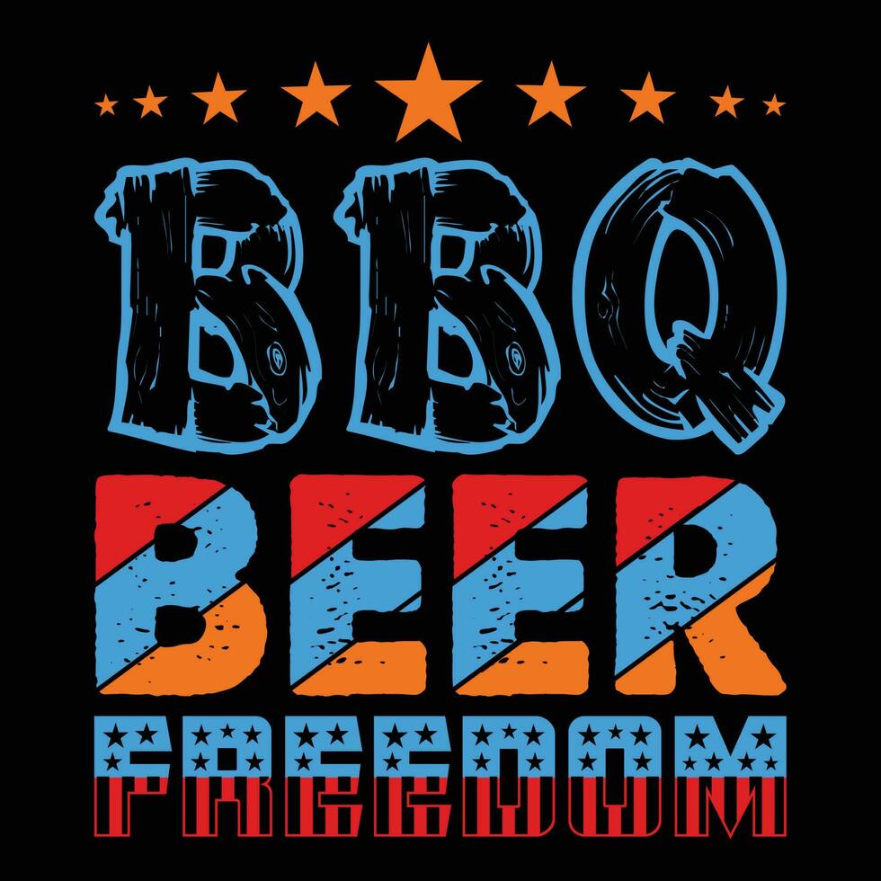 Bbq Beer Freedom T-shirt Design vector