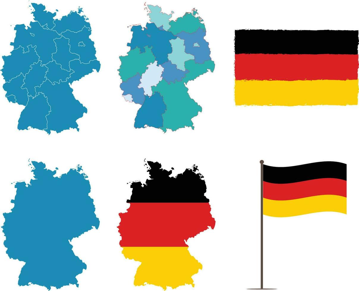 Germany Map and Flag Vector illustration
