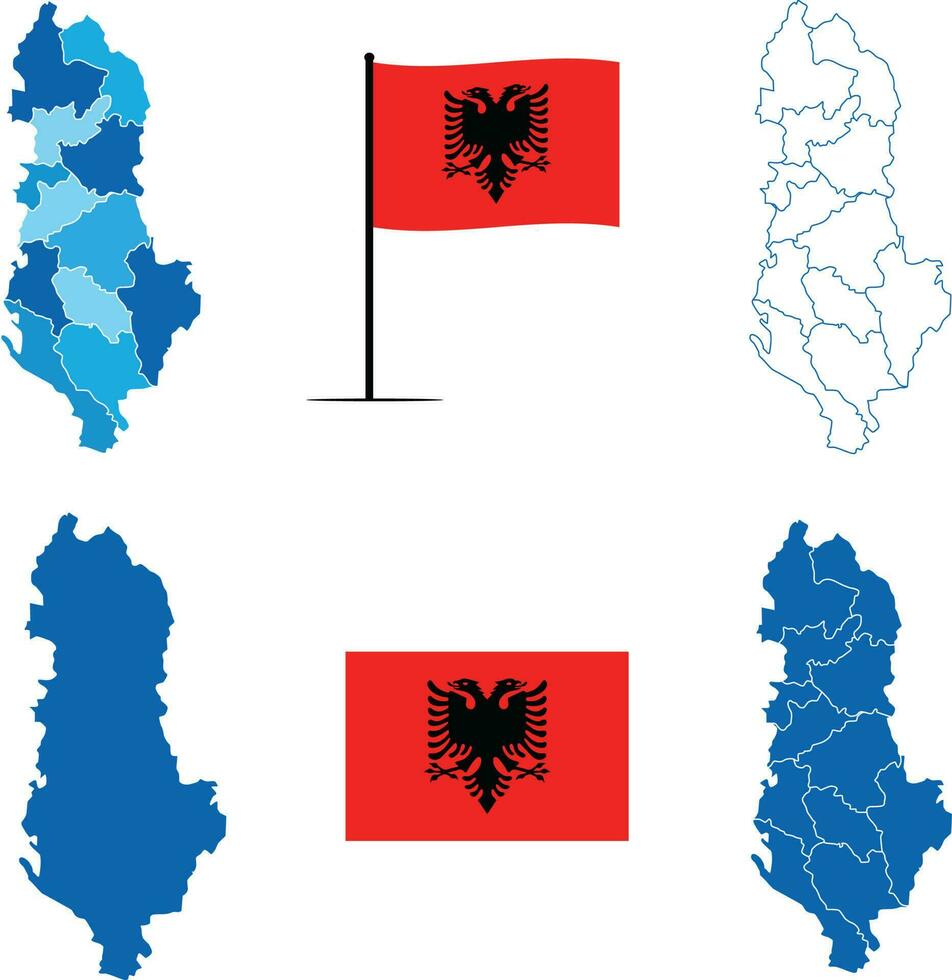 Albania Map and Flag Vector illustration