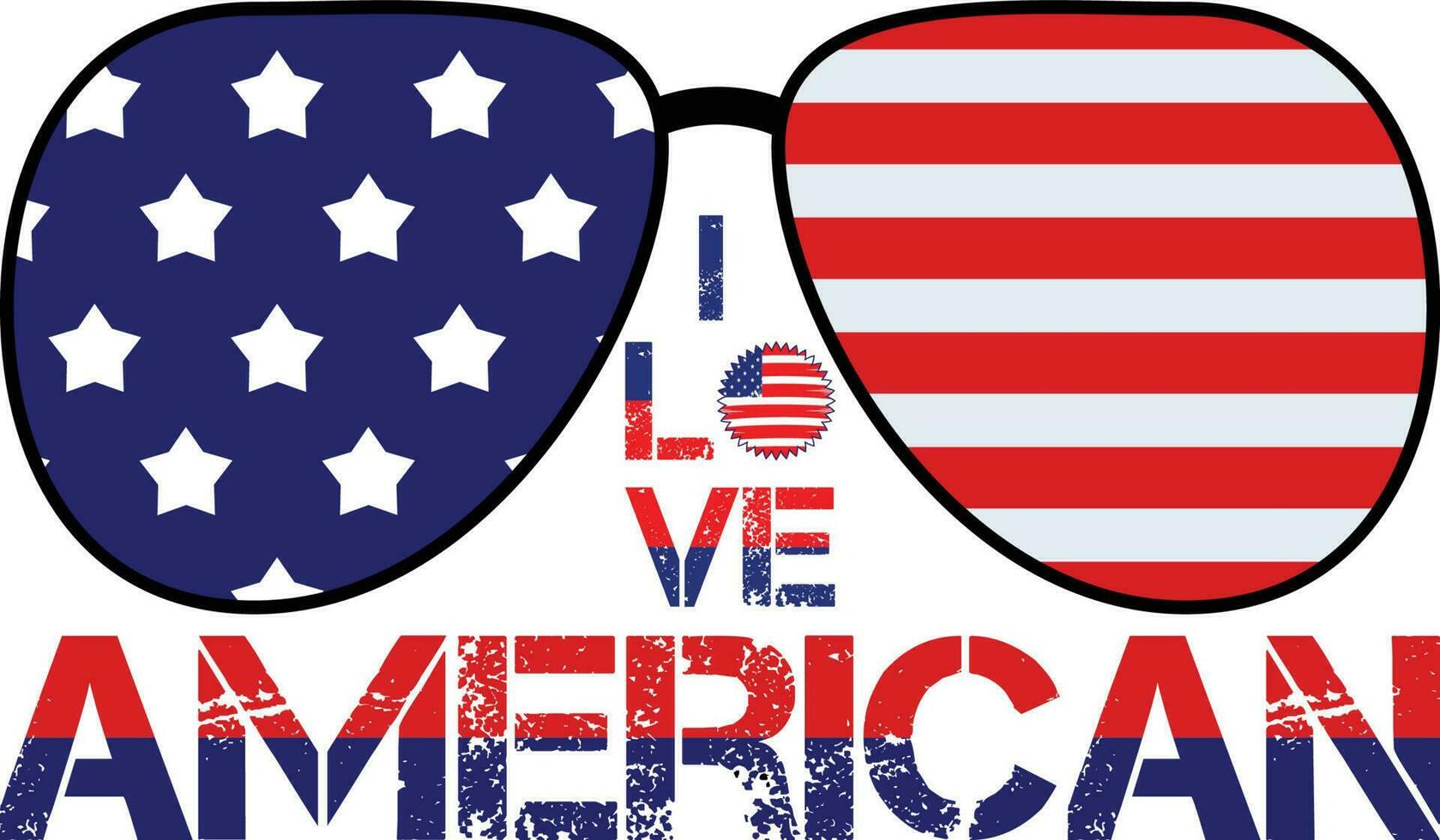 I Love American T-shirt Design vector