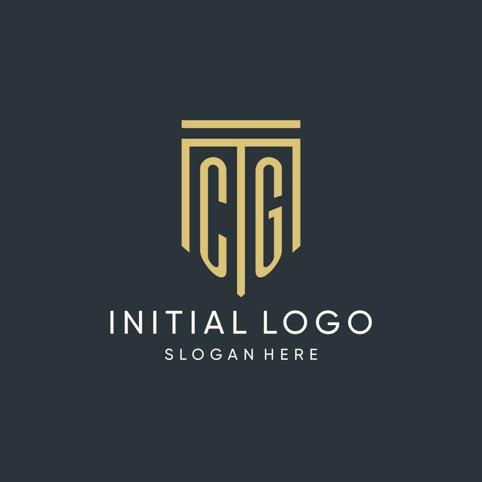 CG monogram with modern and luxury shield shape design style vector