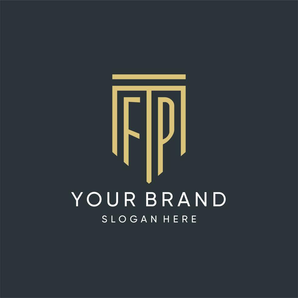 FP monogram with modern and luxury shield shape design style vector